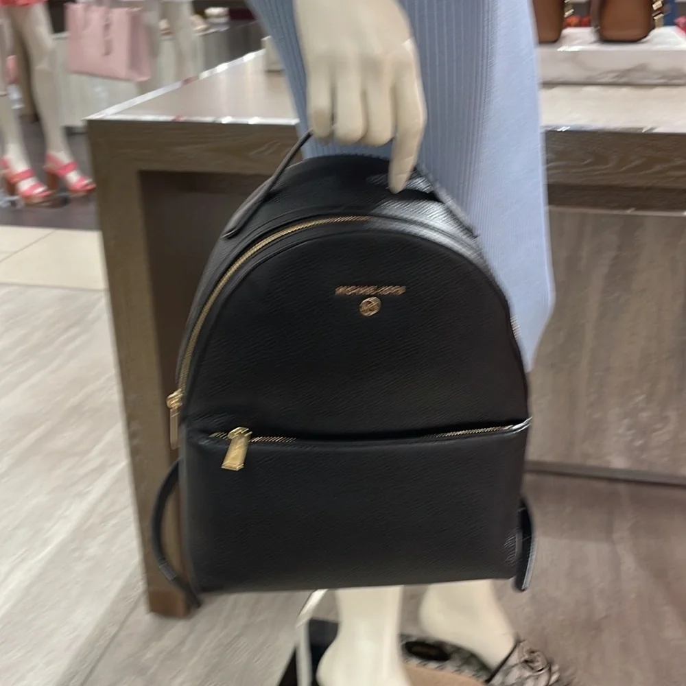 Michael Kors Womens Valerie Medium Logo Backpack 30F2G9VB2B  Black NWT